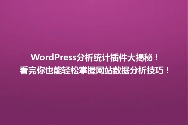 WordPress分析统计插件大揭秘!看完你也能轻松掌握网站数据分析技巧! 一