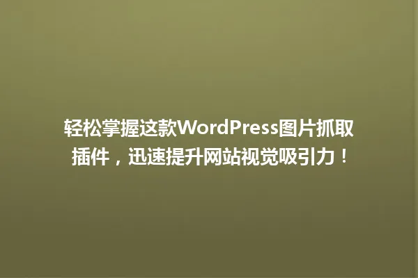轻松掌握这款WordPress图片抓取插件，迅速提升网站视觉吸引力！ 一
