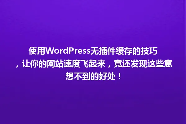 使用WordPress无插件缓存的技巧,让你的网站速度飞起来,竟还发现这些意想不到的好处! 一