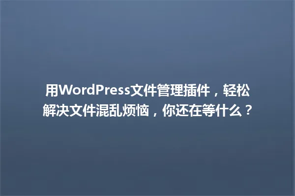 用WordPress文件管理插件,轻松解决文件混乱烦恼,你还在等什么? 一
