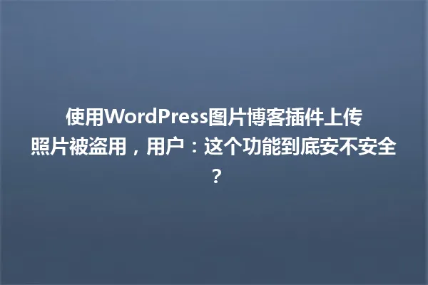 使用WordPress图片博客插件上传照片被盗用，用户：这个功能到底安不安全？ 一