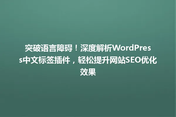 突破语言障碍！深度解析WordPress中文标签插件，轻松提升网站SEO优化效果 一