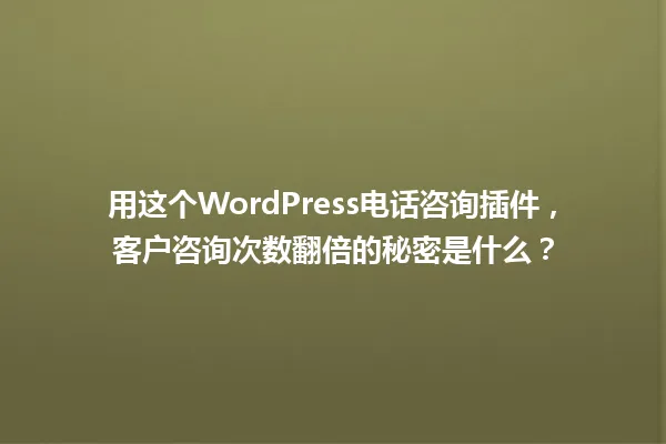 用这个WordPress电话咨询插件,客户咨询次数翻倍的秘密是什么? 一