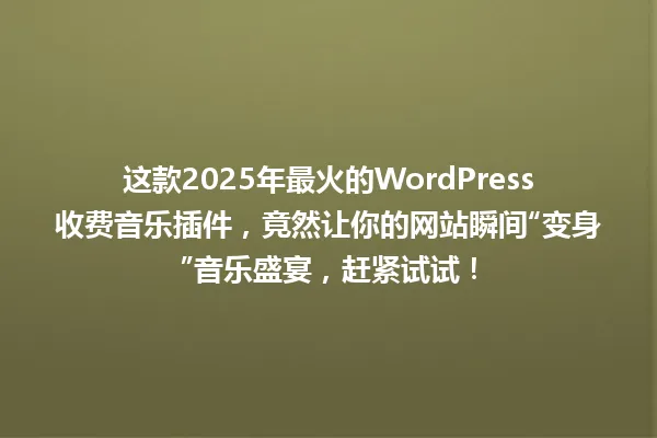 这款2025年最火的WordPress收费音乐插件，竟然让你的网站瞬间“变身”音乐盛宴，赶紧试试！ 一