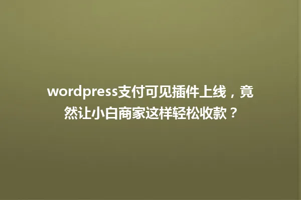 wordpress支付可见插件上线，竟然让小白商家这样轻松收款？ 一