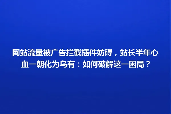 网站流量被广告拦截插件妨碍，站长半年心血一朝化为乌有：如何破解这一困局？ 一