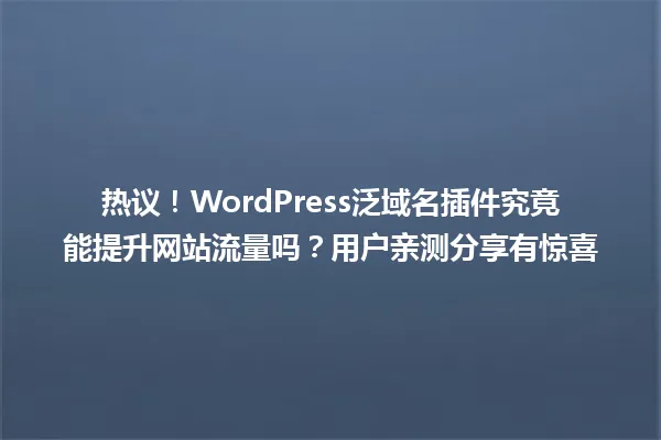 热议!WordPress泛域名插件究竟能提升网站流量吗?用户亲测分享有惊喜 一