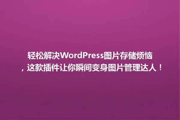 轻松解决WordPress图片存储烦恼，这款插件让你瞬间变身图片管理达人！ 一