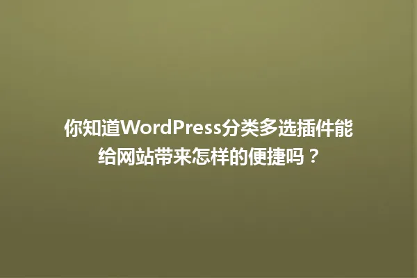 你知道WordPress分类多选插件能给网站带来怎样的便捷吗? 一