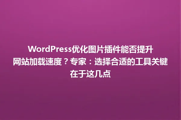 WordPress优化图片插件能否提升网站加载速度？专家：选择合适的工具关键在于这几点 一
