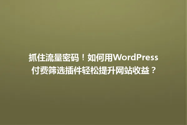 抓住流量密码！如何用WordPress付费筛选插件轻松提升网站收益？ 一