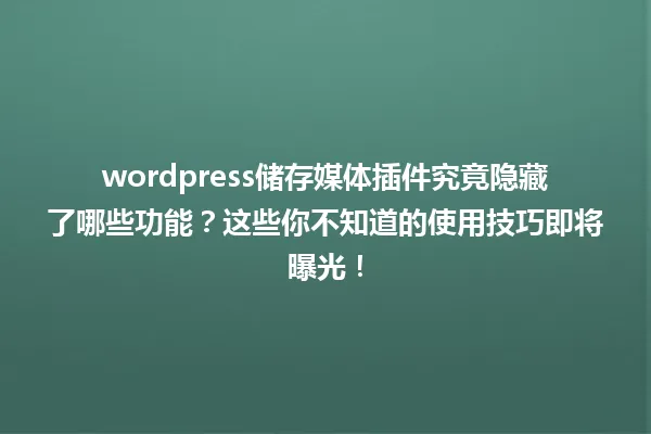 wordpress储存媒体插件究竟隐藏了哪些功能?这些你不知道的使用技巧即将曝光! 一