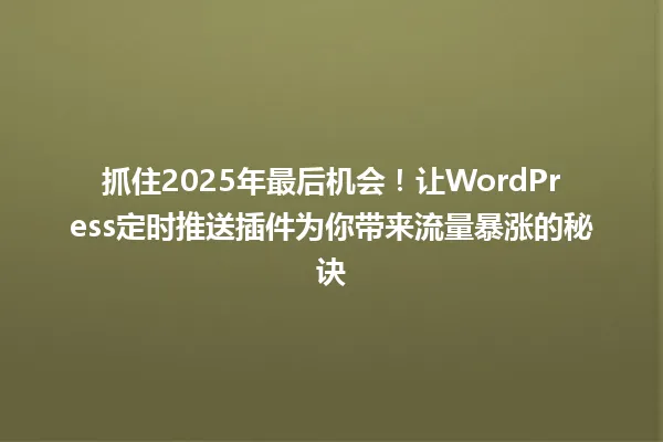 抓住2025年最后机会！让WordPress定时推送插件为你带来流量暴涨的秘诀 一