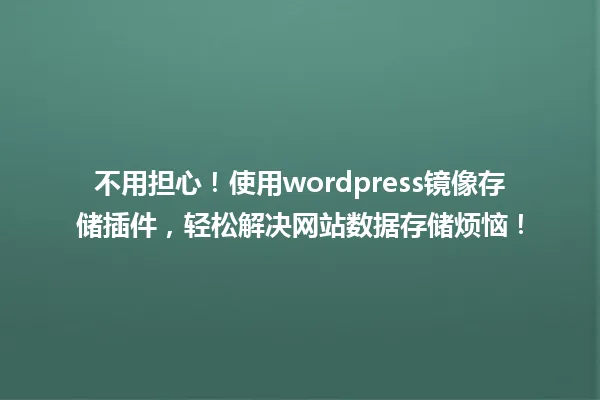 不用担心！使用wordpress镜像存储插件，轻松解决网站数据存储烦恼！ 一