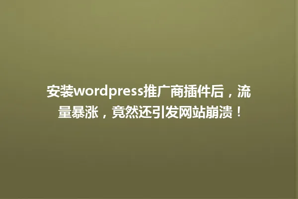 安装wordpress推广商插件后,流量暴涨,竟然还引发网站崩溃! 一