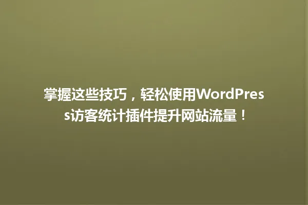 掌握这些技巧，轻松使用WordPress访客统计插件提升网站流量！ 一