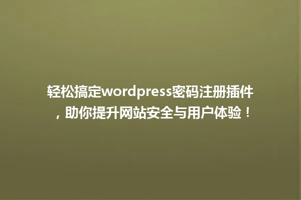 轻松搞定wordpress密码注册插件,助你提升网站安全与用户体验! 一
