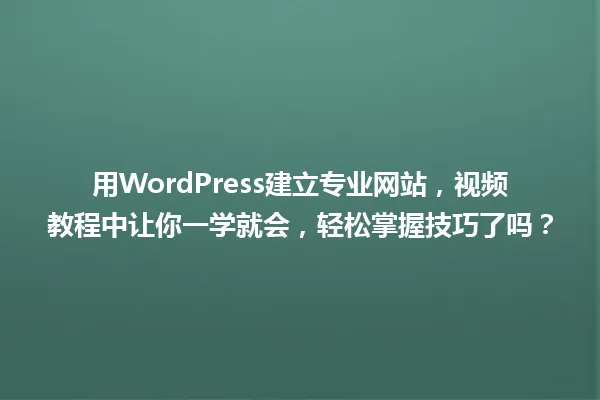 用WordPress建立专业网站,视频教程中让你一学就会,轻松掌握技巧了吗? 一