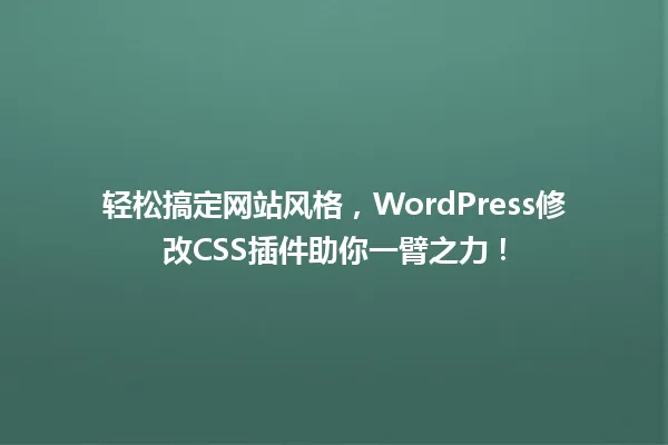 轻松搞定网站风格,WordPress修改CSS插件助你一臂之力! 一