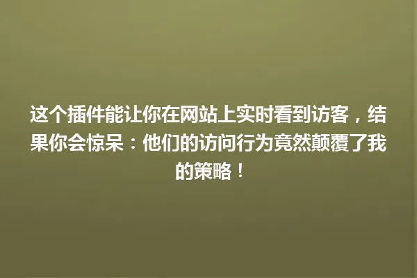 这个插件能让你在网站上实时看到访客,结果你会惊呆:他们的访问行为竟然颠覆了我的策略! 一