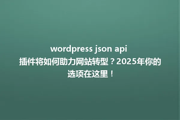 wordpress json api 插件将如何助力网站转型?2025年你的选项在这里! 一
