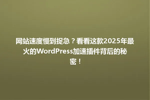 网站速度慢到捉急?看看这款2025年最火的WordPress加速插件背后的秘密! 一