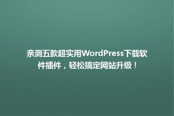 亲测五款超实用WordPress下载软件插件，轻松搞定网站升级！ 一