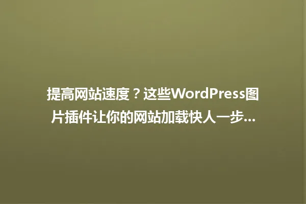提高网站速度?这些WordPress图片插件让你的网站加载快人一步... 一