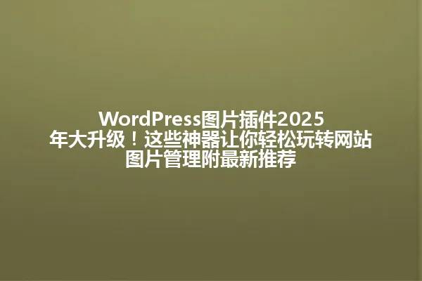 WordPress图片插件2025年大升级!这些神器让你轻松玩转网站图片管理附最新推荐 一