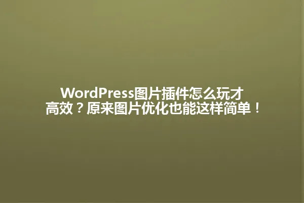 WordPress图片插件怎么玩才高效?原来图片优化也能这样简单! 一