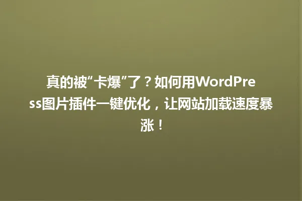 真的被“卡爆”了?如何用WordPress图片插件一键优化,让网站加载速度暴涨! 一