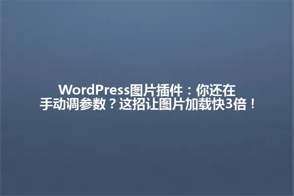 WordPress图片插件：你还在手动调参数？这招让图片加载快3倍！ 一