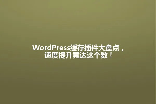 WordPress缓存插件大盘点,速度提升竟达这个数! 一
