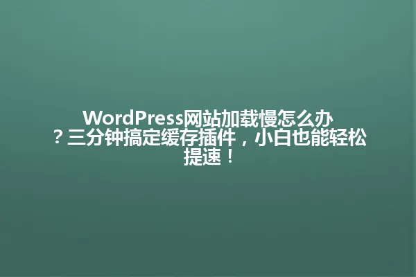 WordPress网站加载慢怎么办？三分钟搞定缓存插件，小白也能轻松提速！ 一