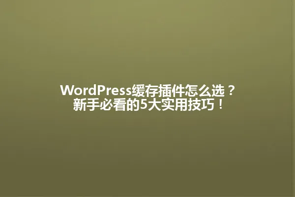 WordPress缓存插件怎么选?新手必看的5大实用技巧! 一