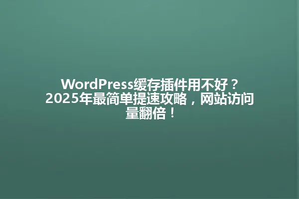 WordPress缓存插件用不好？2025年最简单提速攻略，网站访问量翻倍！ 一