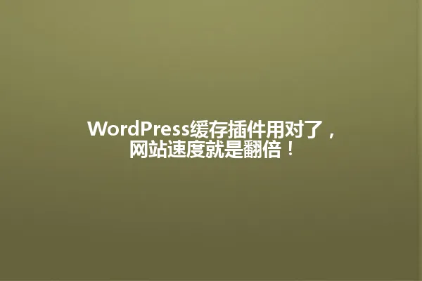 WordPress缓存插件用对了,网站速度就是翻倍! 一