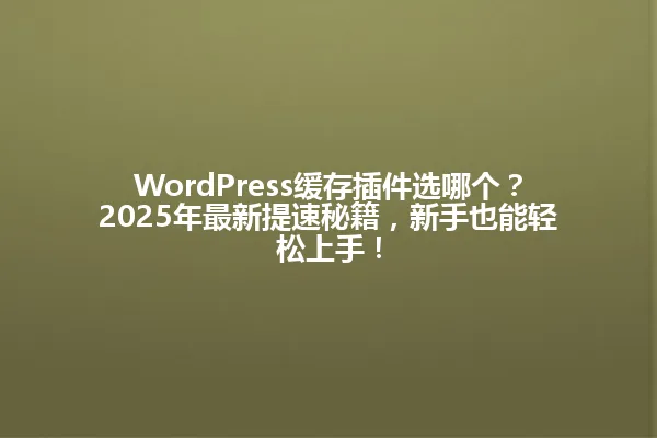 WordPress缓存插件选哪个?2025年最新提速秘籍,新手也能轻松上手! 一