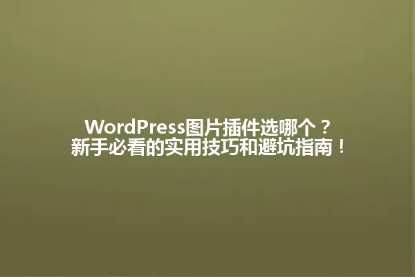 WordPress图片插件选哪个?新手必看的实用技巧和避坑指南! 一