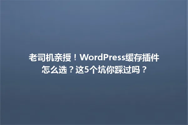 老司机亲授!WordPress缓存插件怎么选?这5个坑你踩过吗? 一