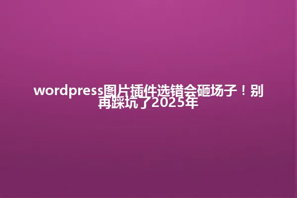 wordpress图片插件选错会砸场子!别再踩坑了2025年 一