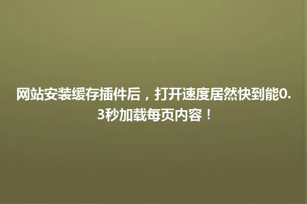 网站安装缓存插件后,打开速度居然快到能0.3秒加载每页内容! 一