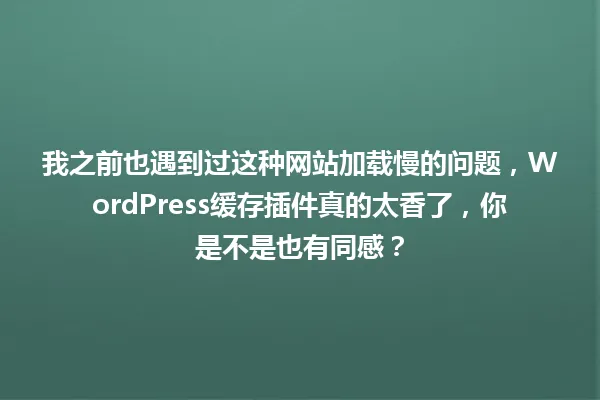 我之前也遇到过这种网站加载慢的问题,WordPress缓存插件真的太香了,你是不是也有同感? 一