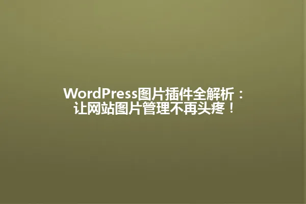 WordPress图片插件全解析:让网站图片管理不再头疼! 一