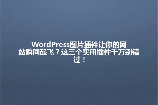 WordPress图片插件让你的网站瞬间起飞?这三个实用插件千万别错过! 一
