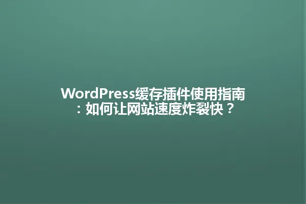 WordPress缓存插件使用指南：如何让网站速度炸裂快？ 一