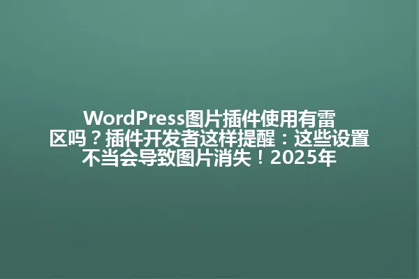 WordPress图片插件使用有雷区吗?插件开发者这样提醒:这些设置不当会导致图片消失!2025年 一