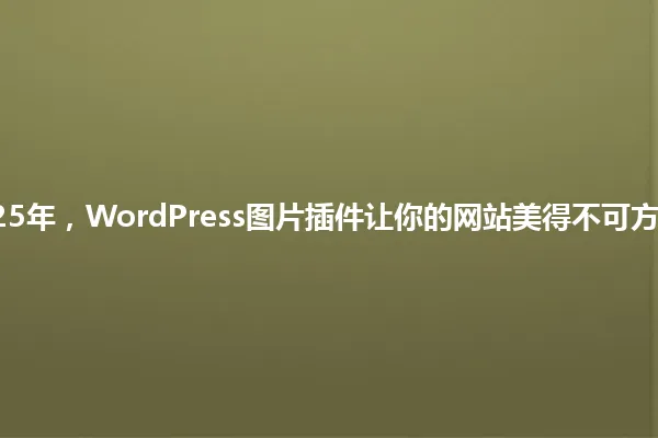 2025年,WordPress图片插件让你的网站美得不可方物! 一