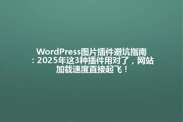 WordPress图片插件避坑指南:2025年这3种插件用对了,网站加载速度直接起飞! 一