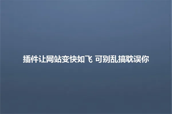 插件让网站变快如飞 可别乱搞耽误你 一